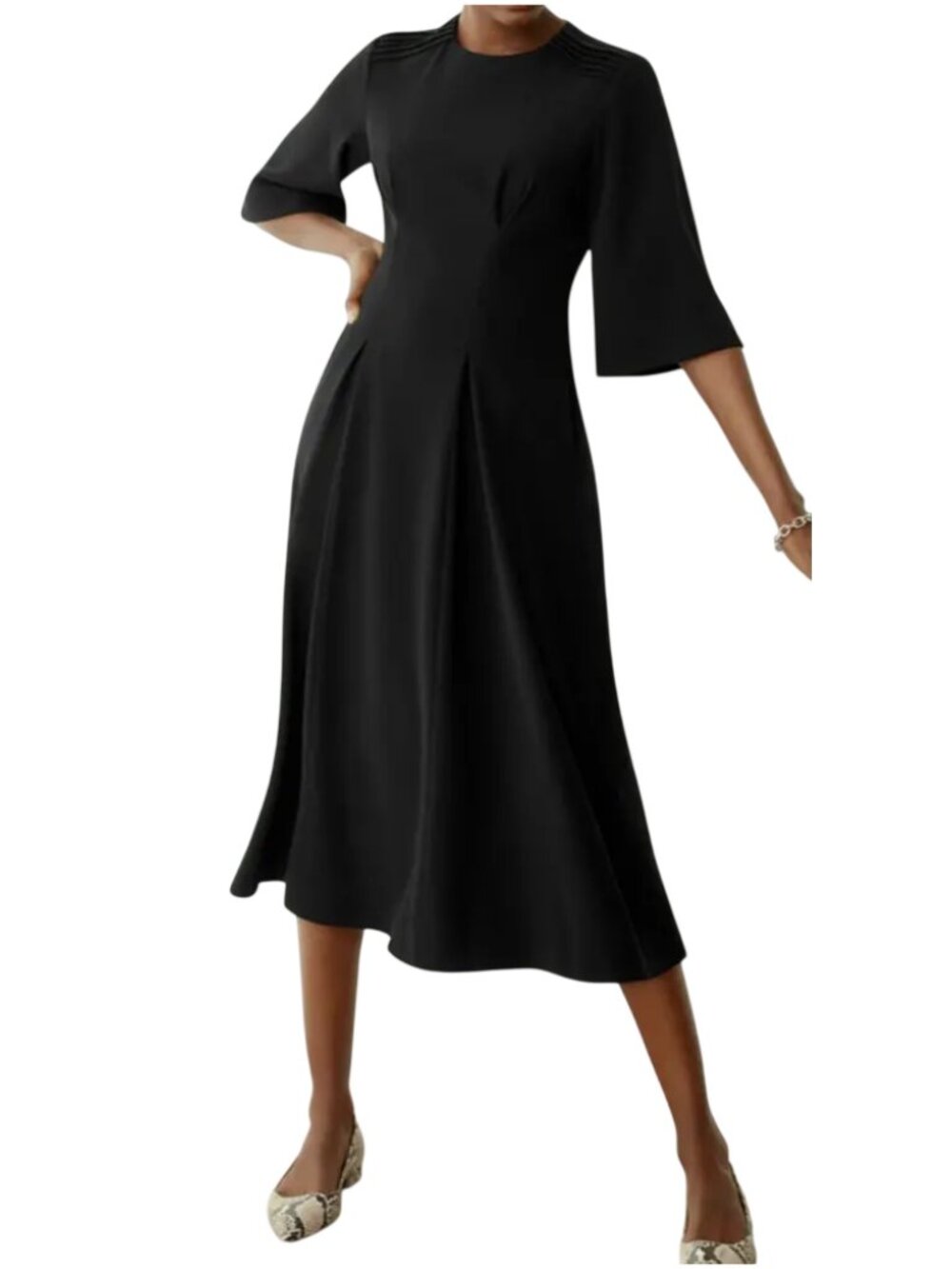 NWT The Fold London Asti Dress in black size US 10 UK 14 Clever Crepe M L midi